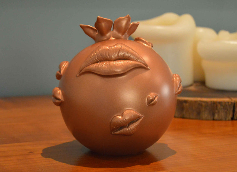 Matte Copper Pomegranate Sculpture, Resin Artworks By Petra Kaltenbach