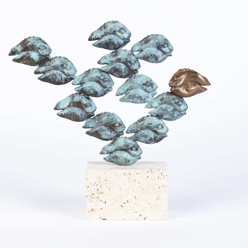 GEGEN DEN STROM Bronze Sculpture, Contemporary Animal Figures By Cordula Dobes 