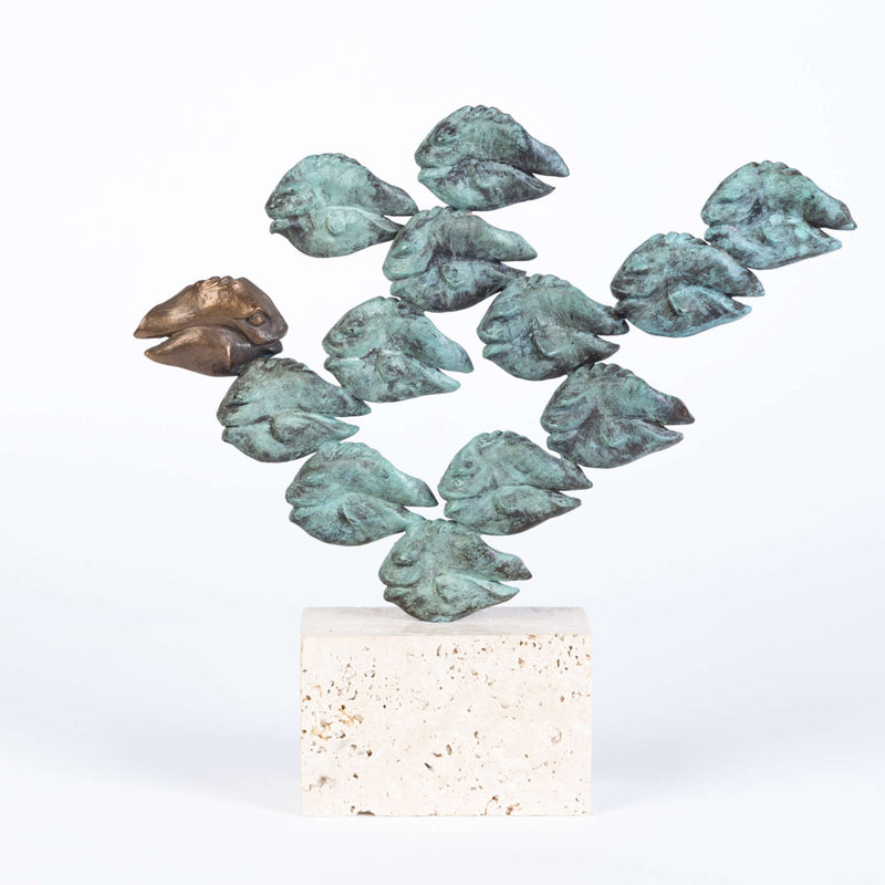GEGEN DEN STROM Bronze Sculpture, Contemporary Animal Figures By Cordula Dobes 