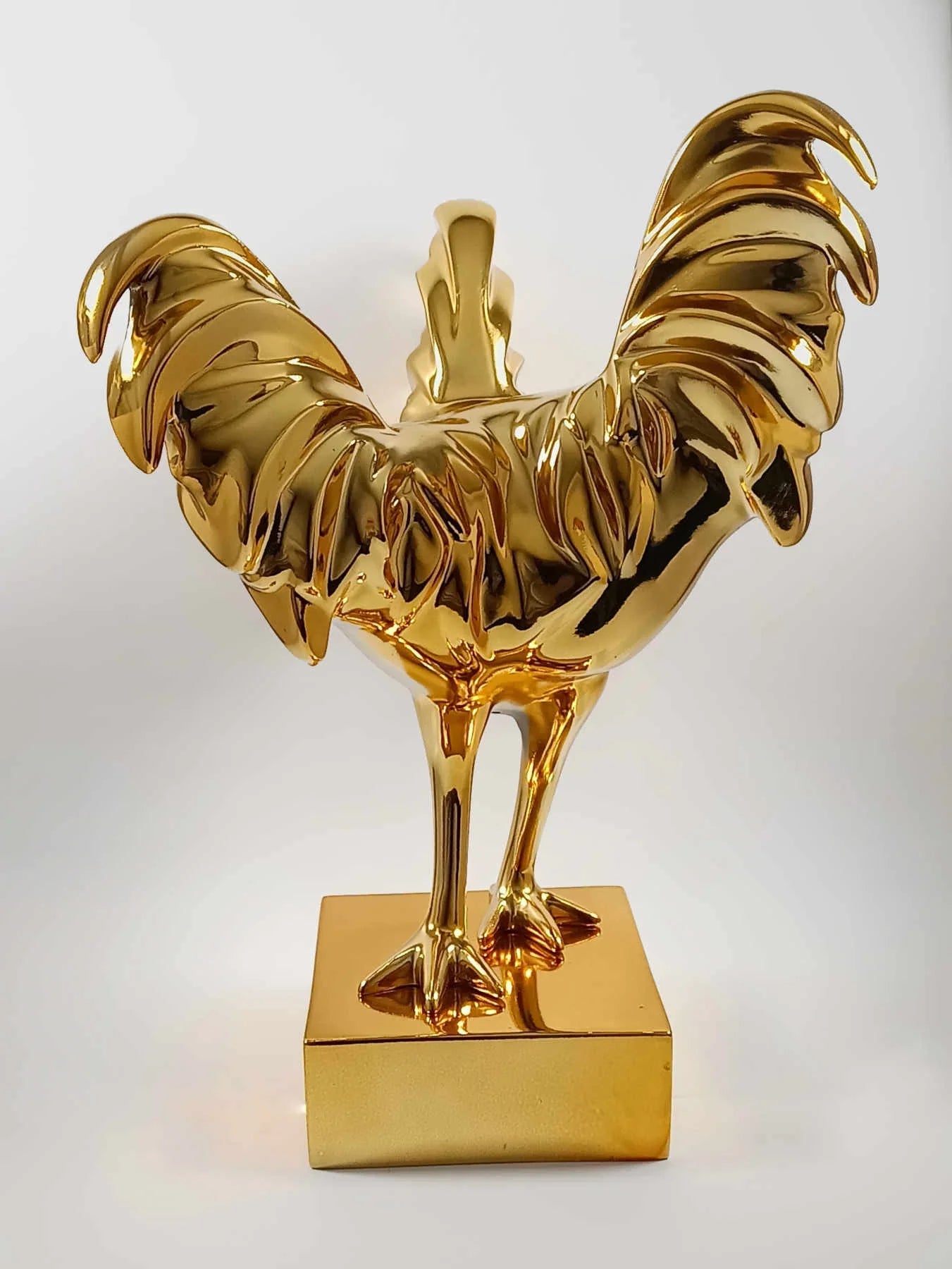 Golden Rooster Sculpture, Collectible Art By Sara Rahanjam