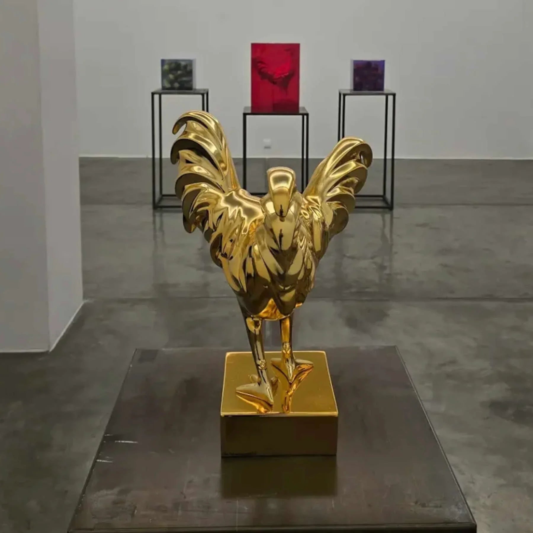 Golden Rooster Sculpture, Collectible Art By Sara Rahanjam