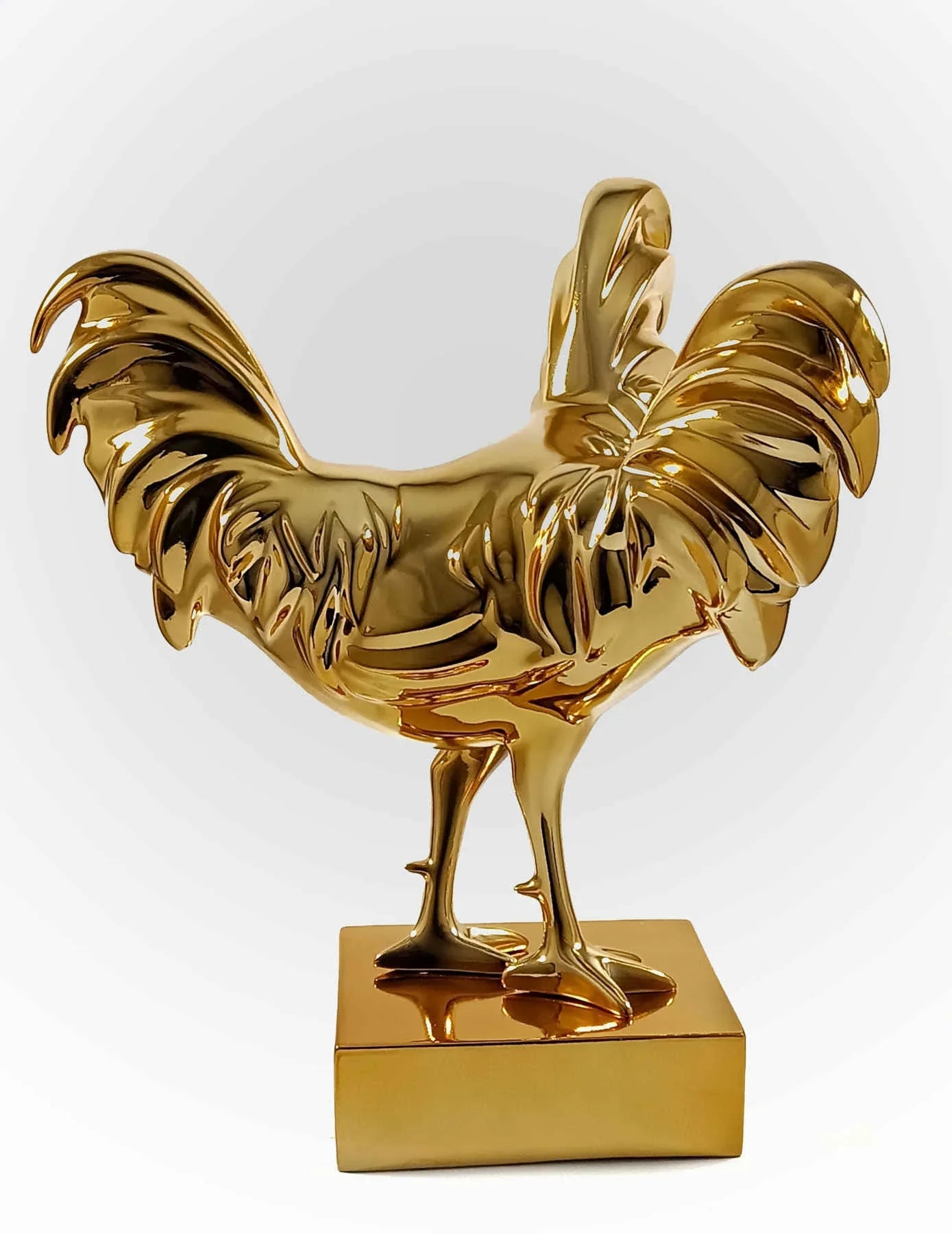 Golden Rooster Sculpture, Collectible Art By Sara Rahanjam