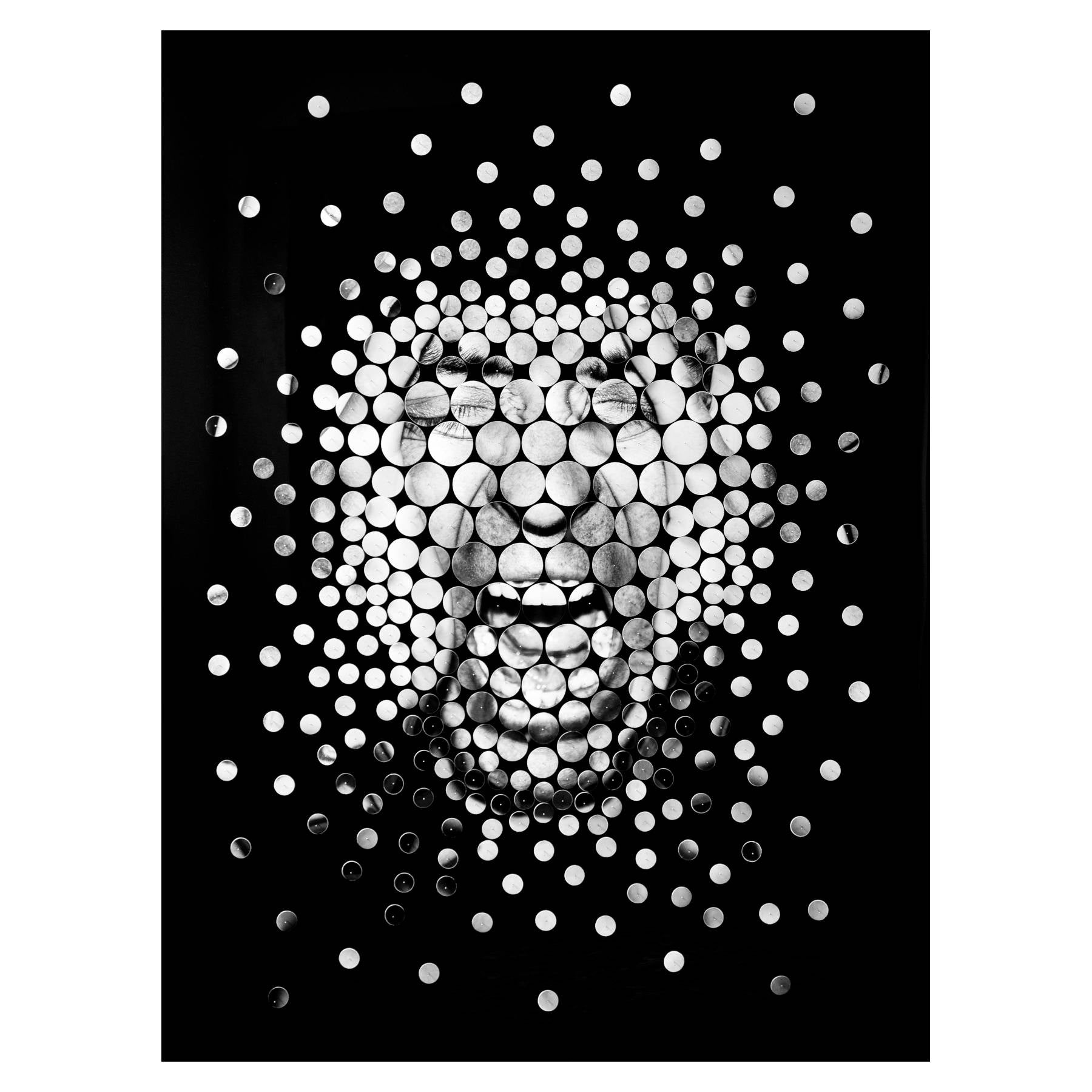 Dimensional Suspended Points Scream I Black & White Photography Artwork