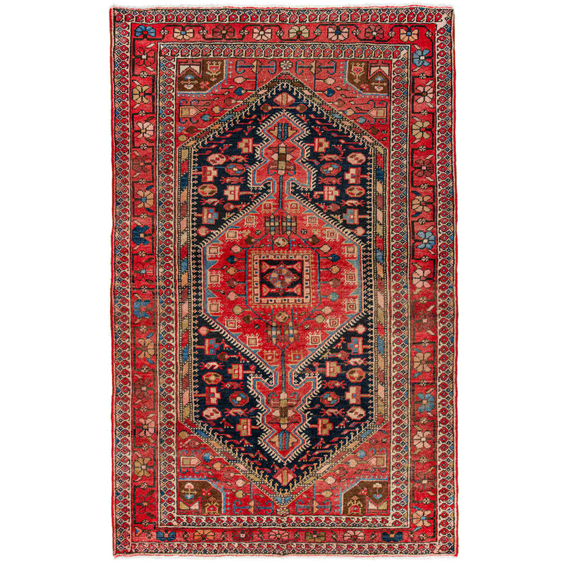 Medallion Hamedan Persian Carpet 130x215, Tribal Handmade Wool Rugs & Kilims in Dubai