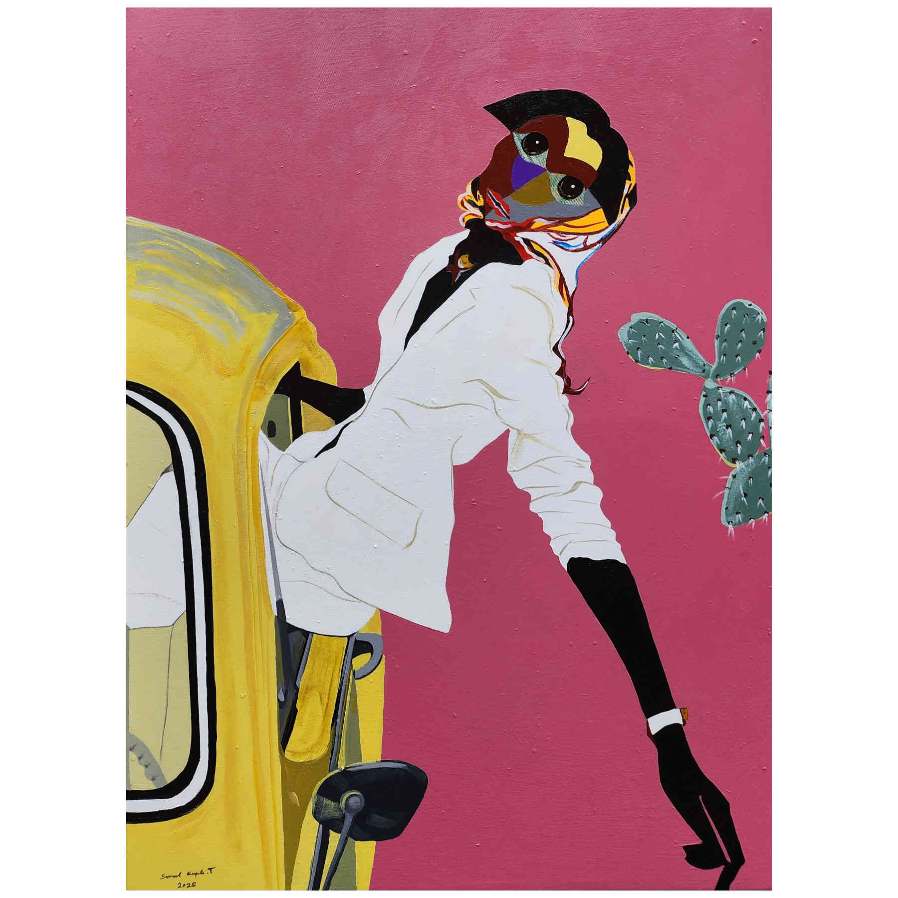 Happy Day Mixed Media Painting, African Art in Dubai