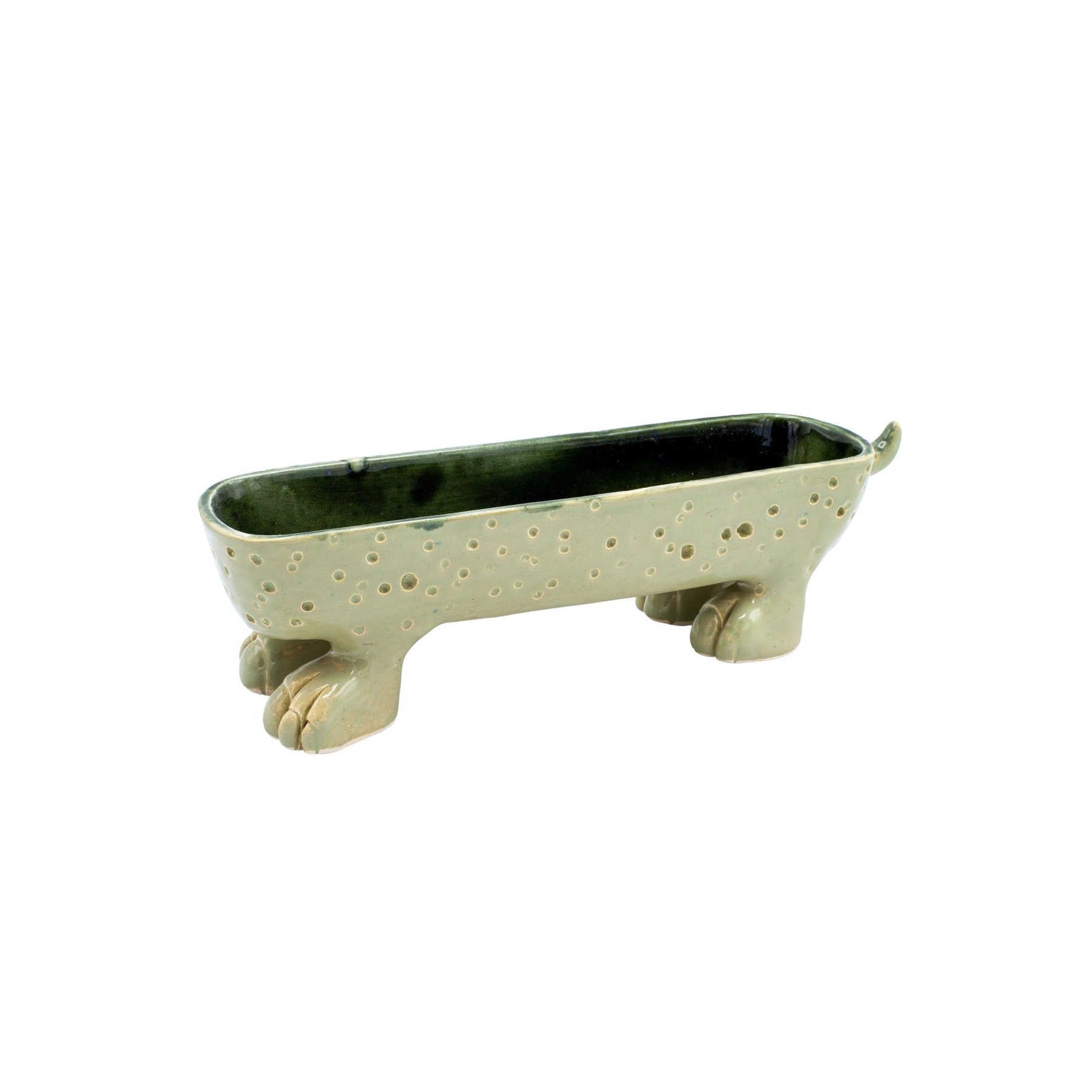 Long Green Ceramic Serving Bowl