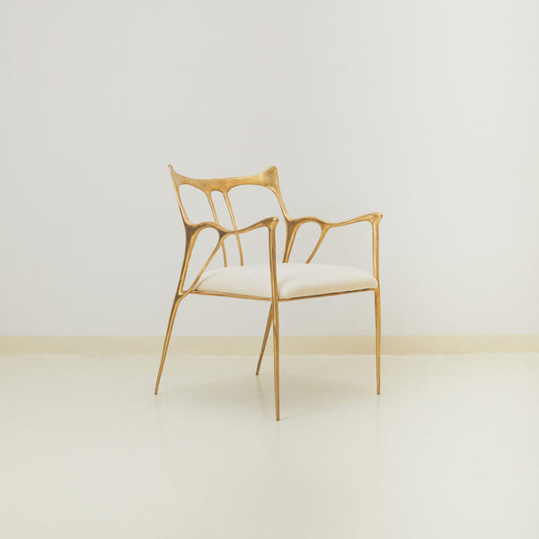 Ink Curved Back Brass Chair