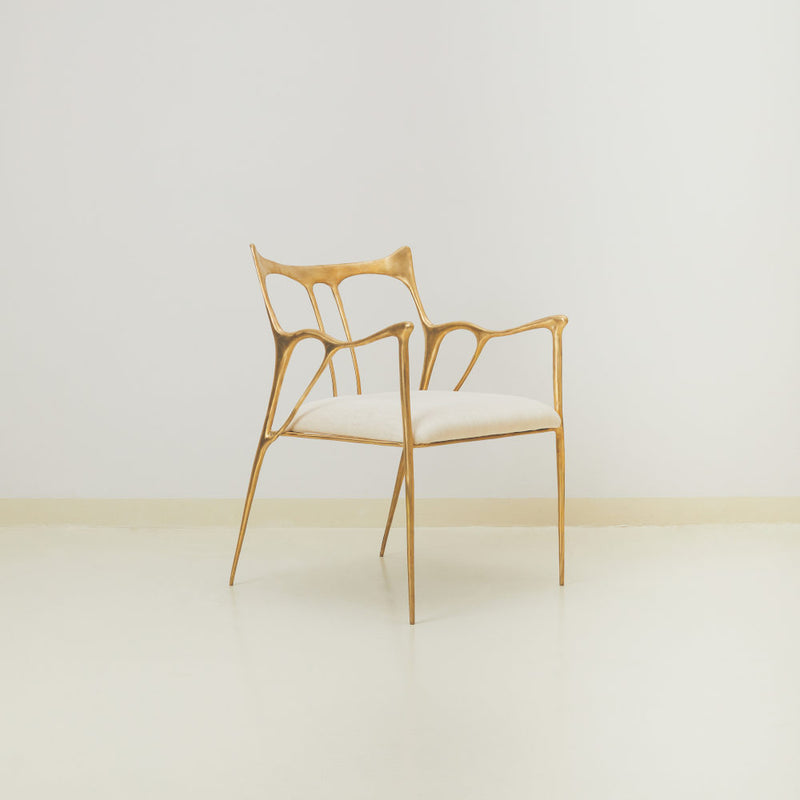 Ink Curved Back Brass Chair