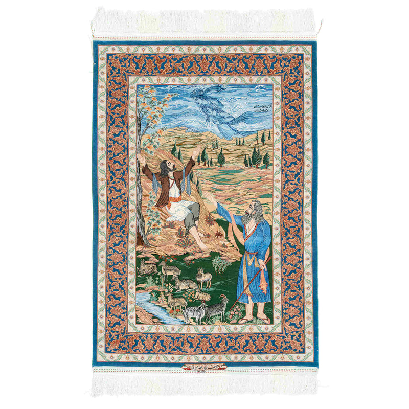 Pictorial Isfahan Persian Carpet 100x146, Handmade Tribal Wool & Silk Rugs in Dubai