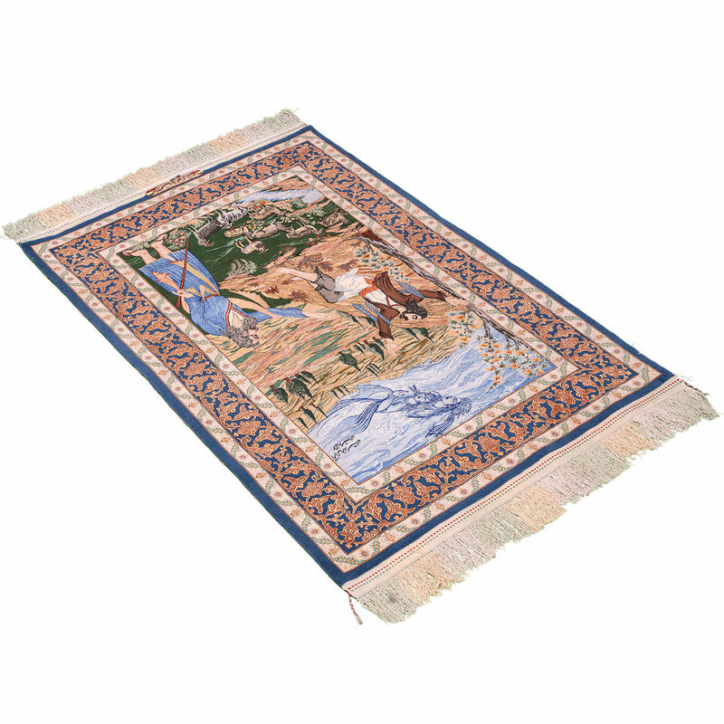 Pictorial Isfahan Persian Carpet 100x146, Handmade Tribal Wool & Silk Rugs in Dubai