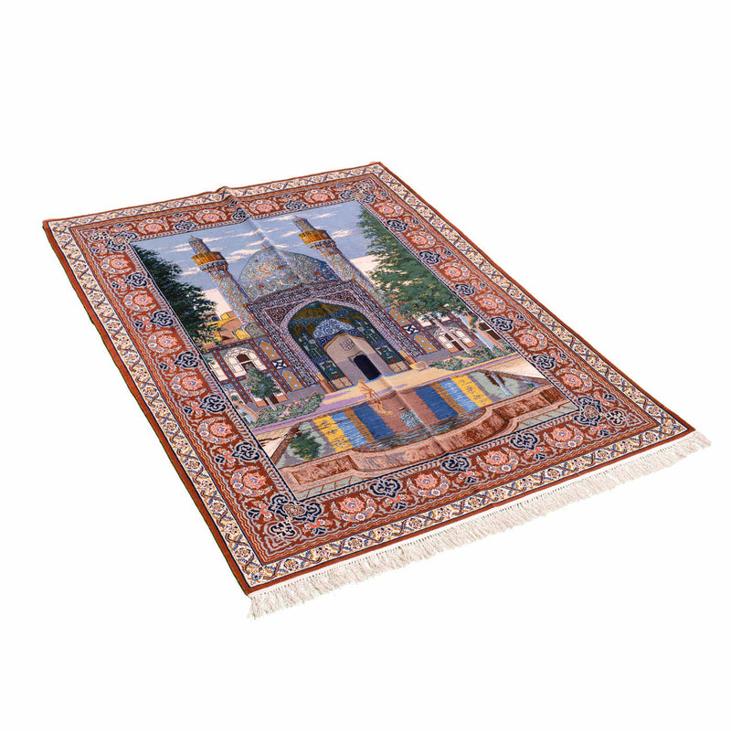 Pictorial Isfahan Persian Carpet 144x196,  Handmade Tribal Wool & Silk Rugs in Dubai