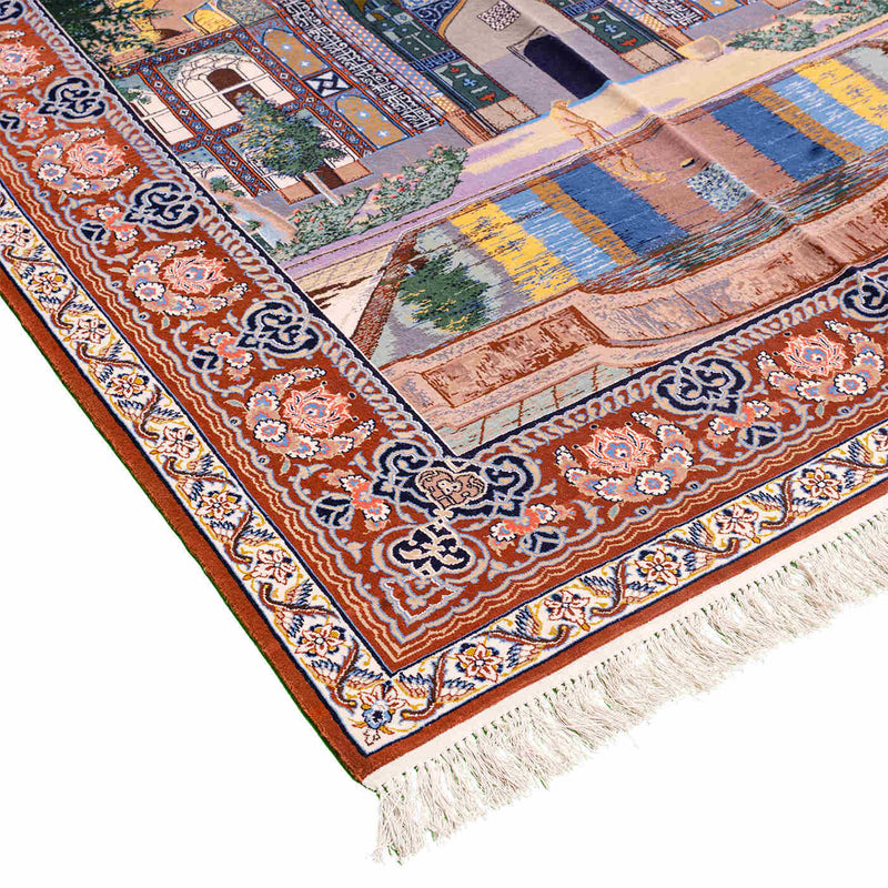 Pictorial Isfahan Persian Carpet 144x196,  Handmade Tribal Wool & Silk Rugs in Dubai