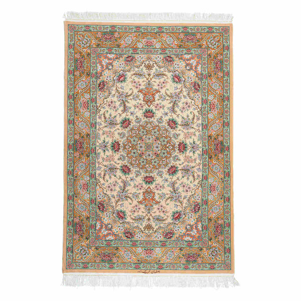 Medallion Isfahan Persian Carpet 122x182,  Handmade Tribal Wool & Silk Rugs in Dubai