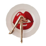 Kiss Plate Mixed Media Sculpture, Bronze & Ceramic Plate Decor By Sara Rahanjam