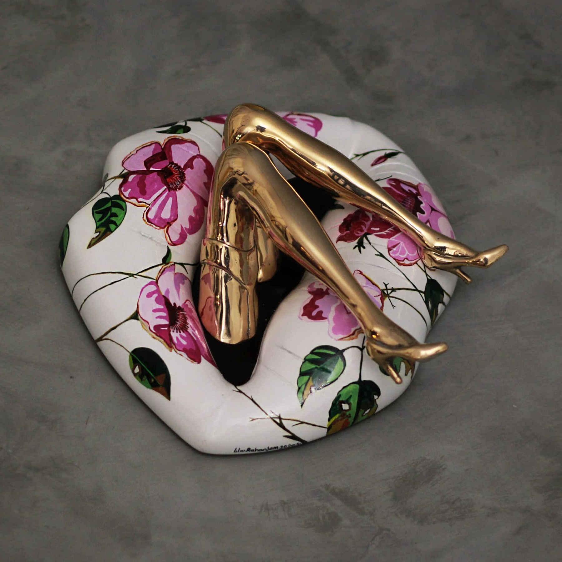 Bronze Painted Lips Sculpture by Sara Rahanjam