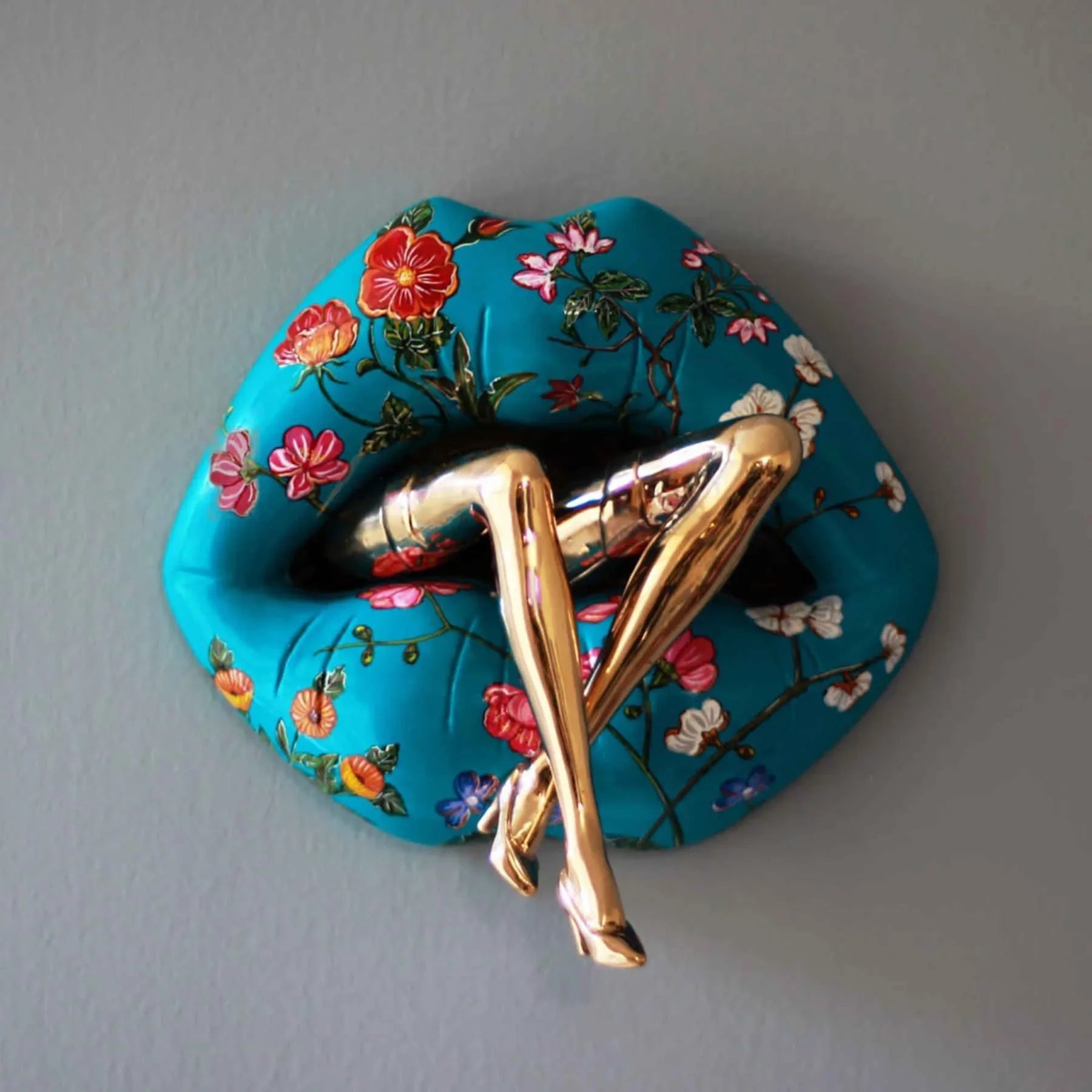 Bronze Lips Sculpture by Sara Rahanjam in Dubai