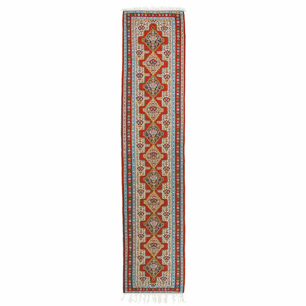 Geometric Kordestan Persian Kilim Runner 67x307, Handmade Tribal Wool Rugs in Dubai