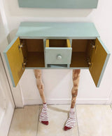 Long Legs Sculptural Dresser, Artistic Modern Wood & Mirror Accent Furniture Dubai