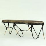 Blackened Upholstered Brass Bench, Designer Furniture in Dubai