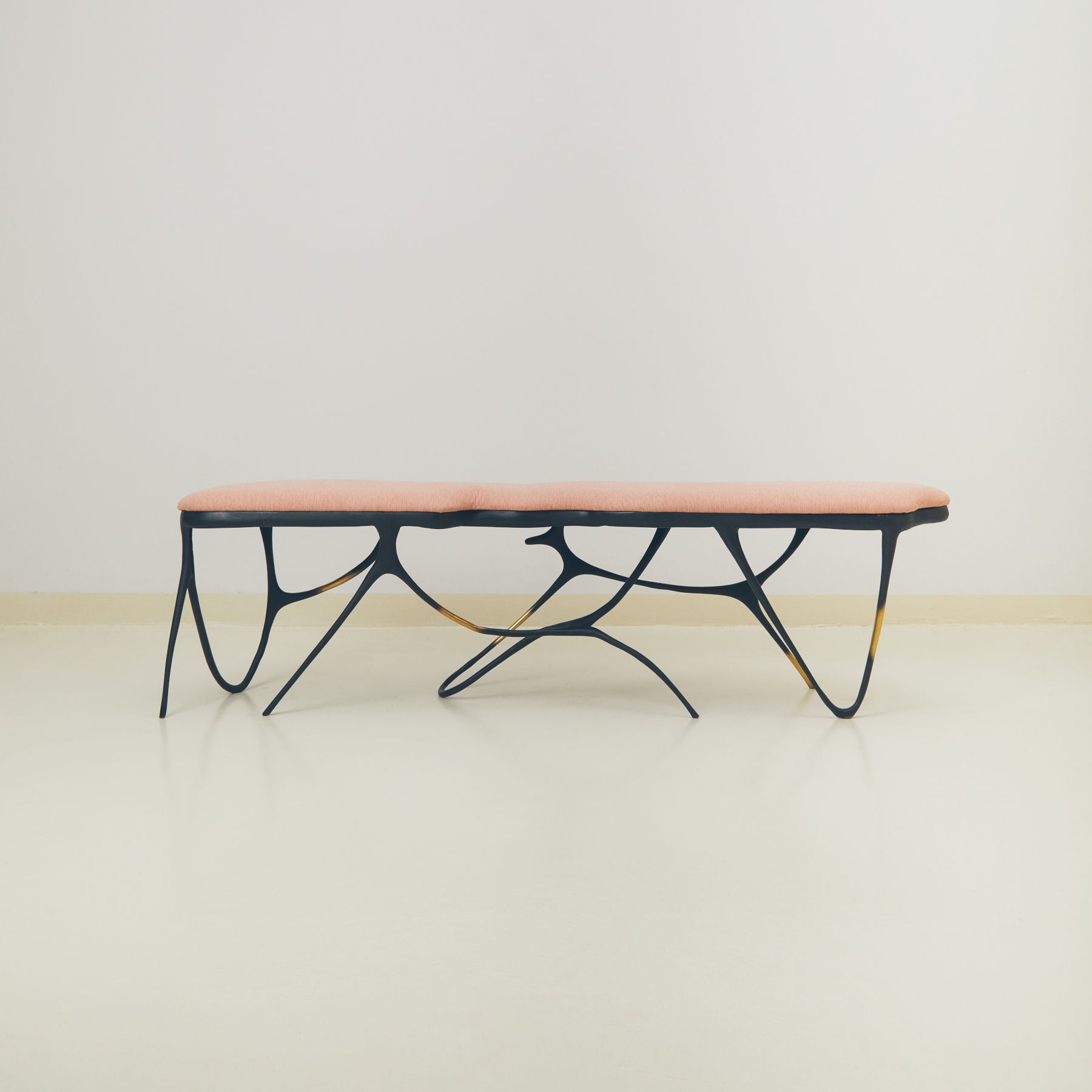Blackened Upholstered Brass Bench, Designer Furniture in Dubai