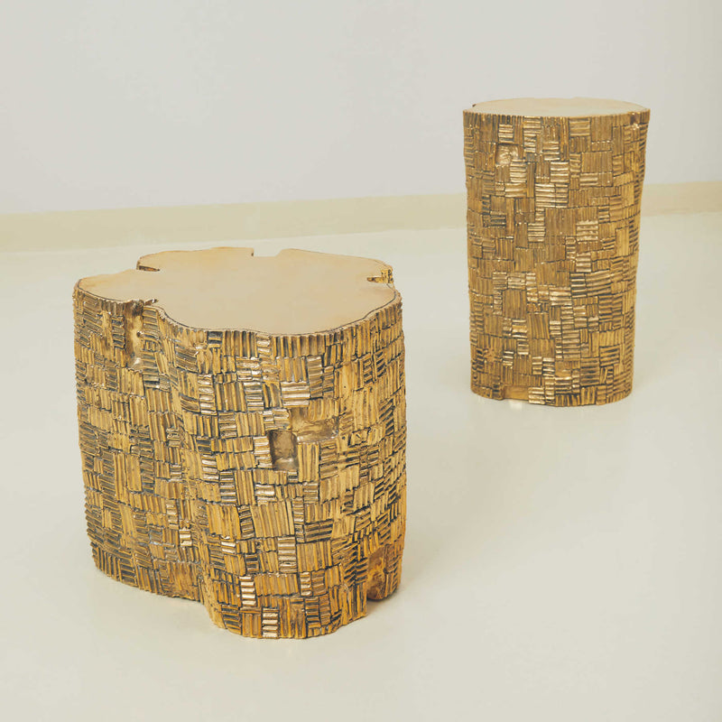 Brass Sculptural Log Stool Large, Designer Furniture in Dubai