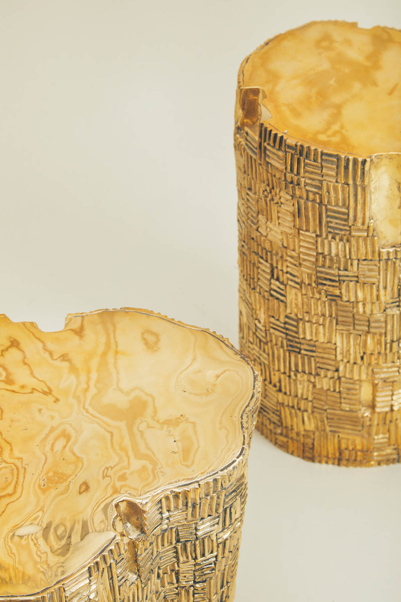 Brass Sculptural Log Stool Large, Designer Furniture in Dubai