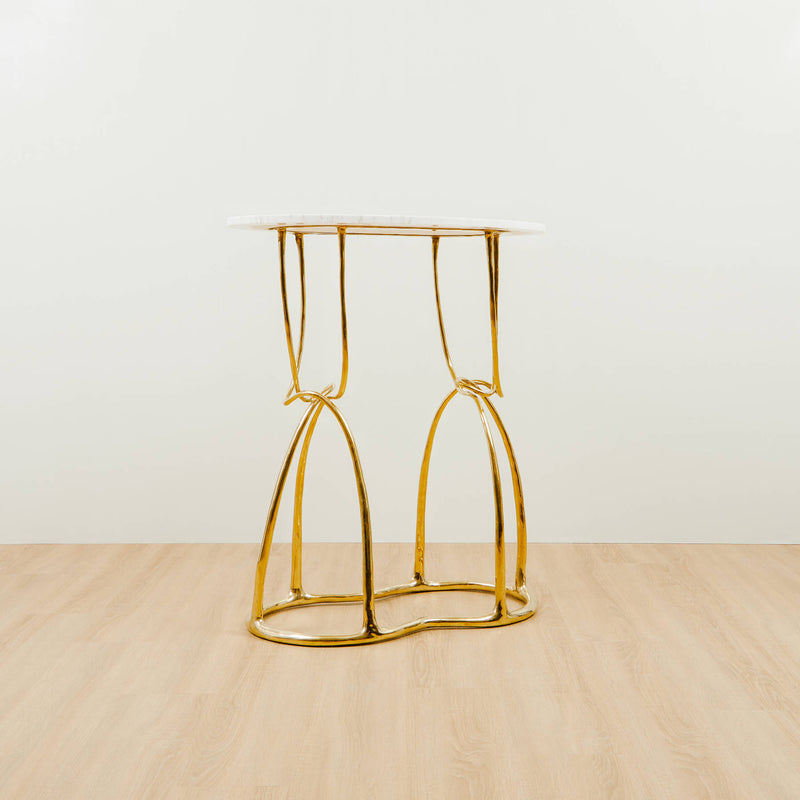 Double Hourglass Brass Entry Table