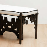 Golden Key Upholstered Blackened Brass Bench