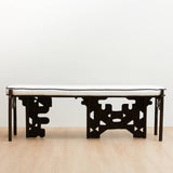 Golden Key Upholstered Blackened Brass Bench