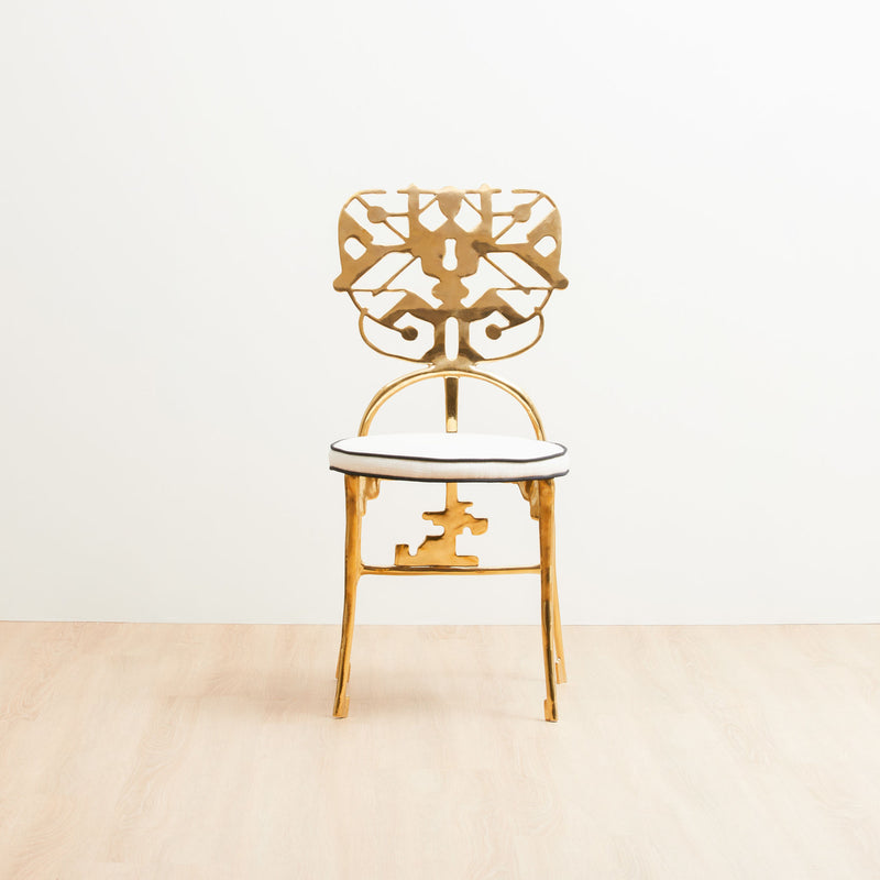 Golden Key Brass Dining Chair, Designer Furniture in Dubai