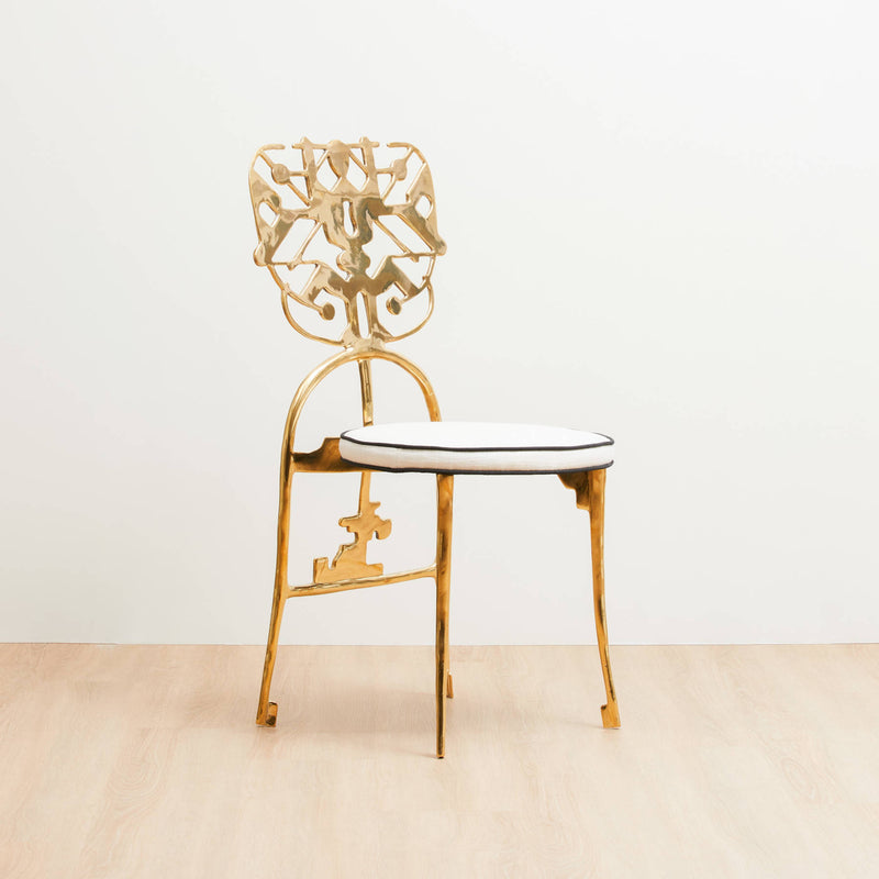 Golden Key Brass Dining Chair, Designer Furniture in Dubai