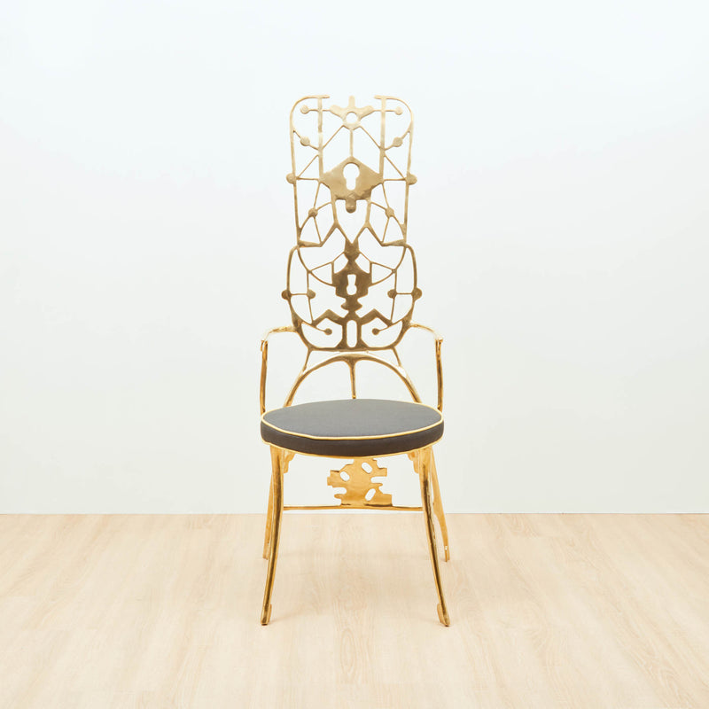 Golden Key High Back Brass Armchair