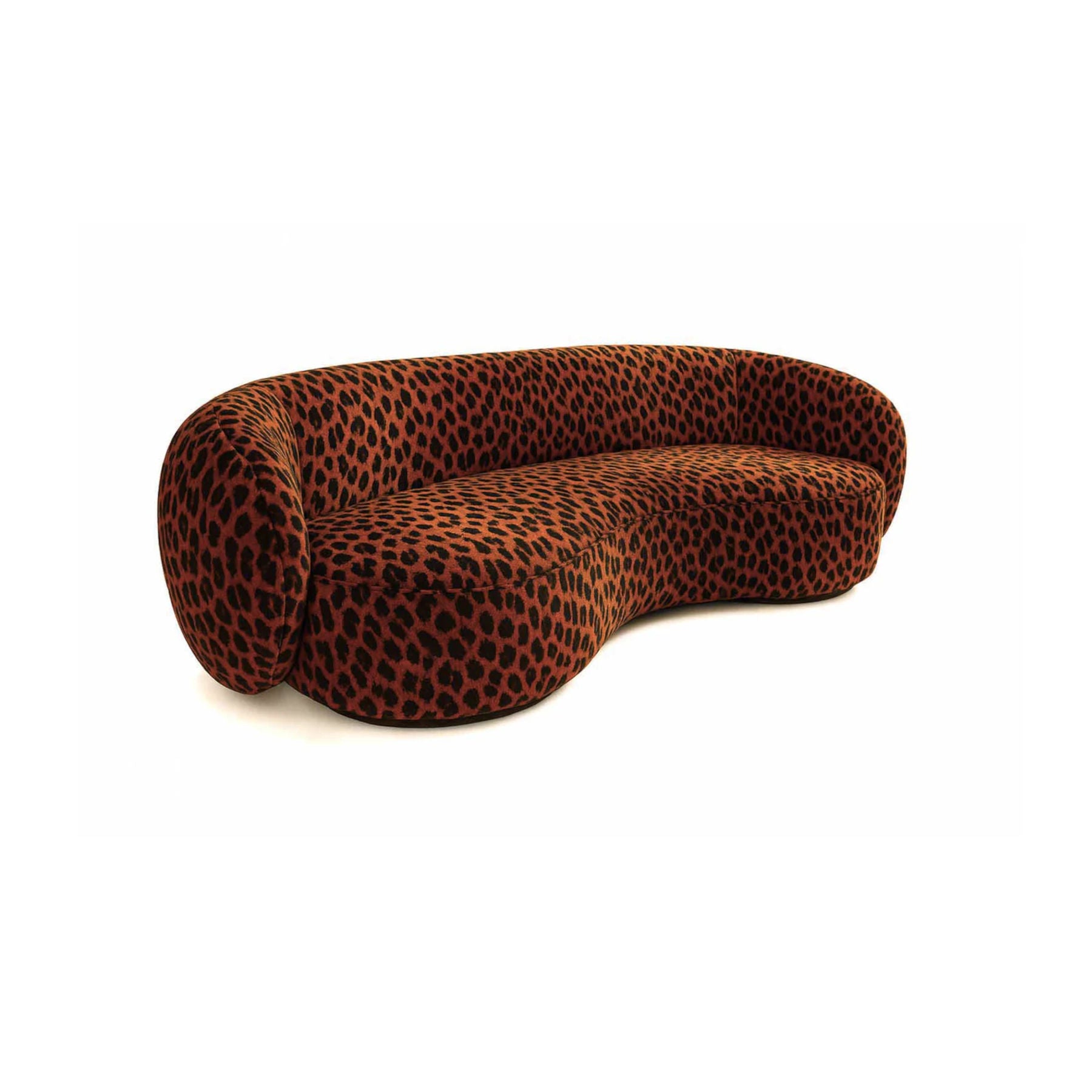 Brown Leopard Print Velvet Sofa, Bold Designer Furniture