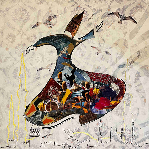 Melawi Dance Collage Artwork By Nermin Dakori - 100cm x 100cm