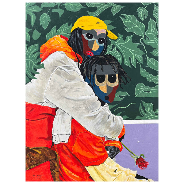 Moments Of Life Mixed Media Painting - African Art By Samuel Kayode Toba in Dubai