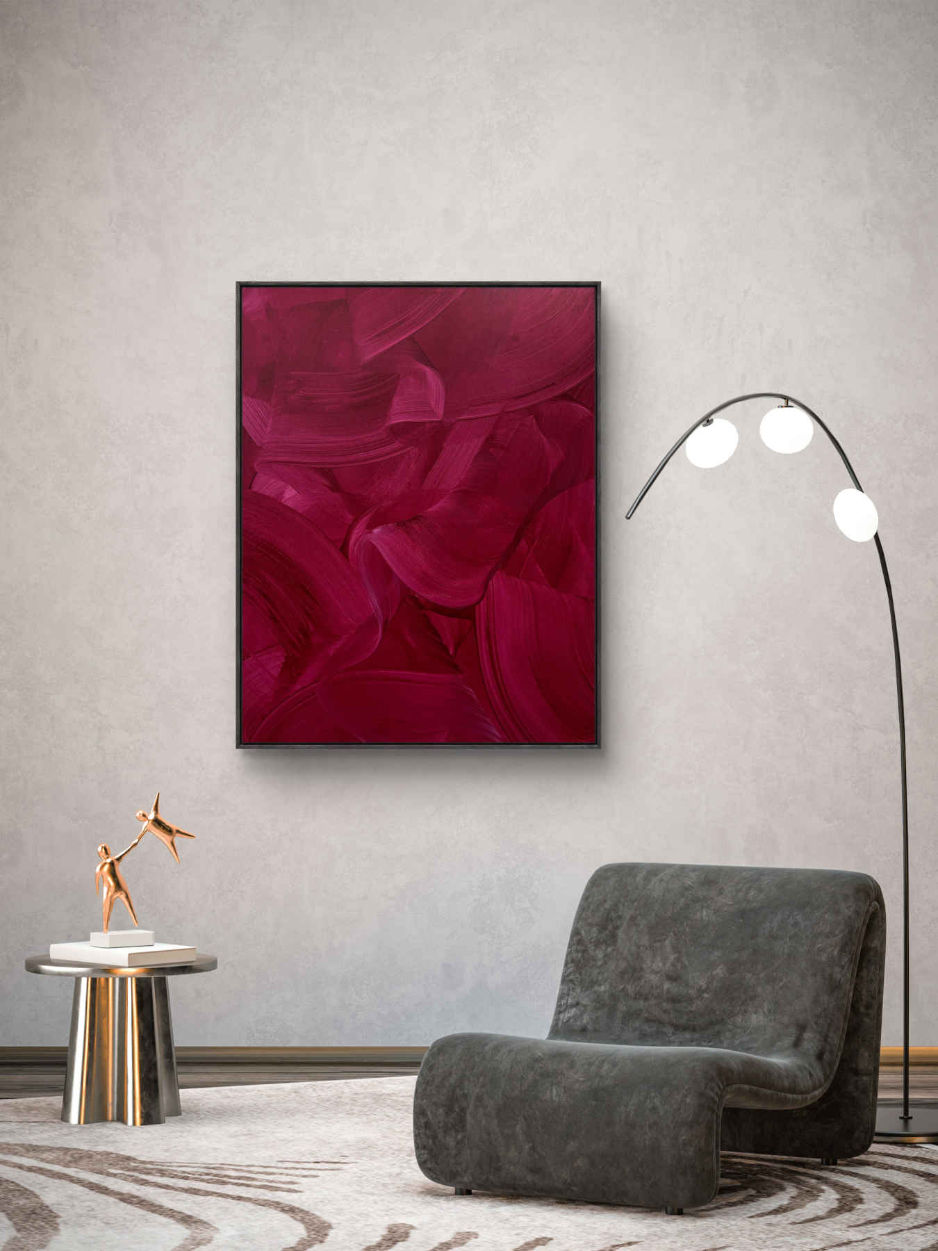 Dark Red Abstract Painting For Interior Design in Dubai
