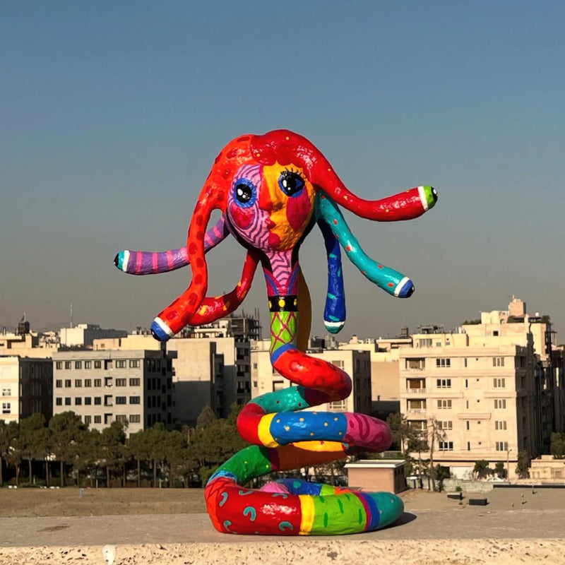 Colorful Folk Art Paper Mache Sculpture By Najva Erfani in Dubai