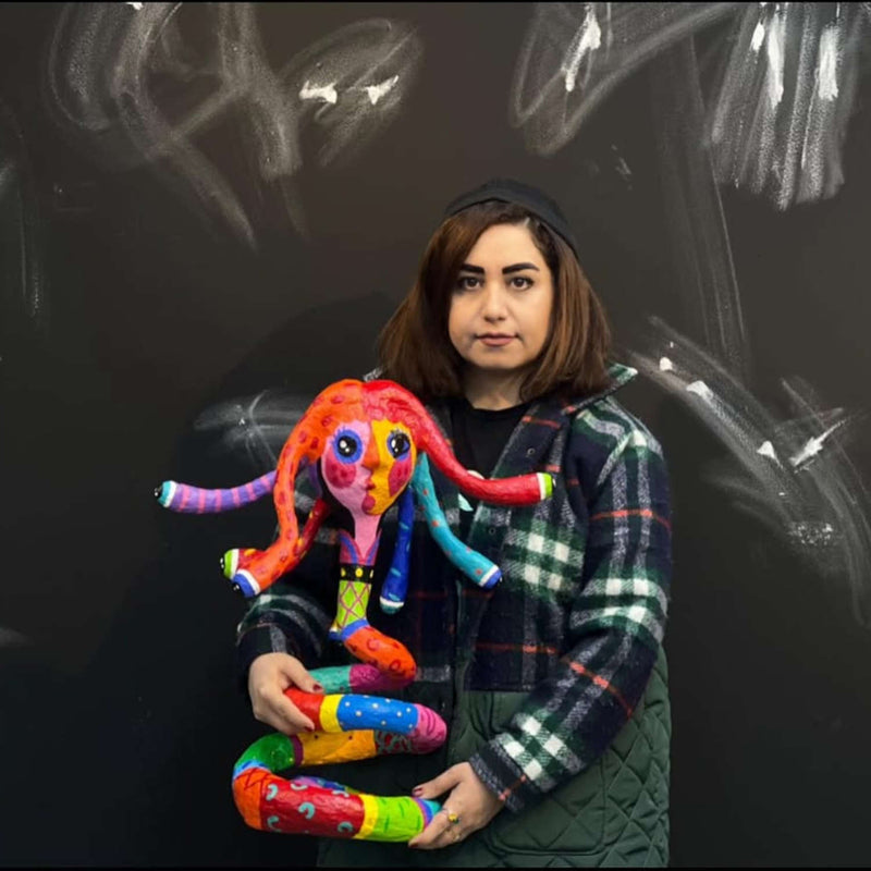 Colorful Folk Art Paper Mache Sculpture By Najva Erfani in Dubai