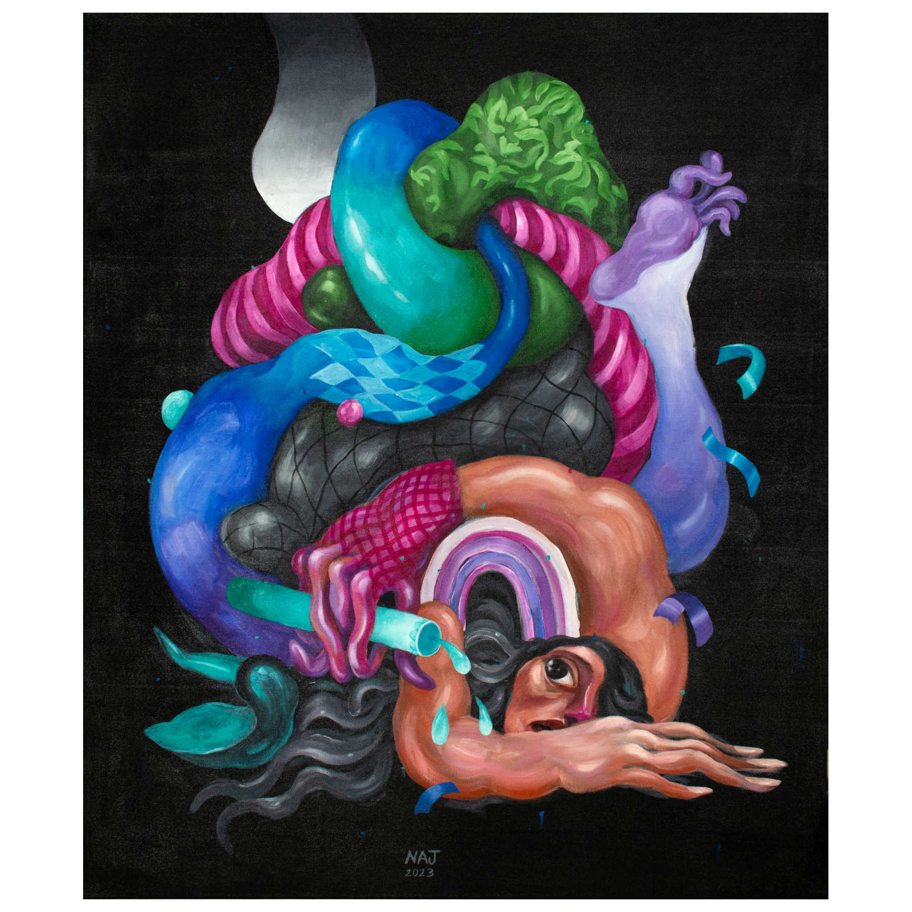 Najva Erfani Acrylic Paintings, Contemporary Folk Art Dubai