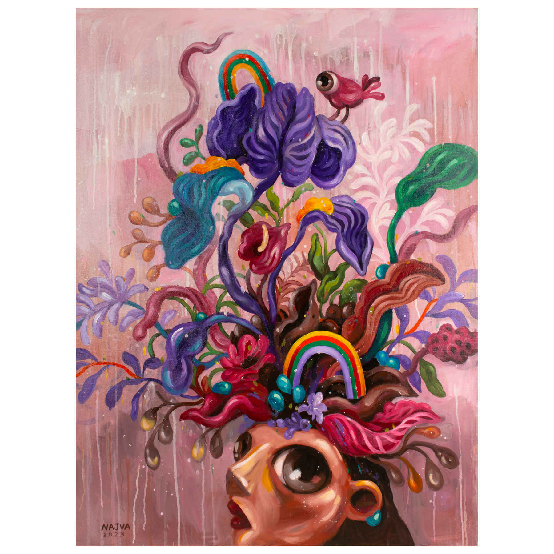 Najva Erfani Acrylic Paintings, Contemporary Folk Art Dubai