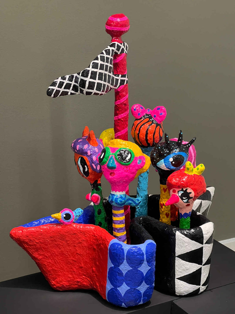 Colorful Folk Art Paper Mache Sculpture By Najva Erfani in Dubai