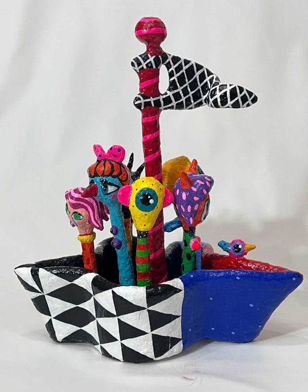Colorful Folk Art Paper Mache Sculpture By Najva Erfani in Dubai
