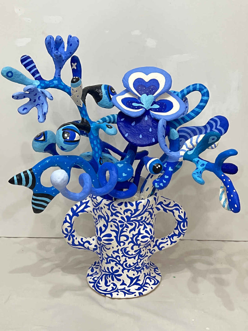 Colorful Folk Art Paper Mache Sculpture By Najva Erfani in Dubai