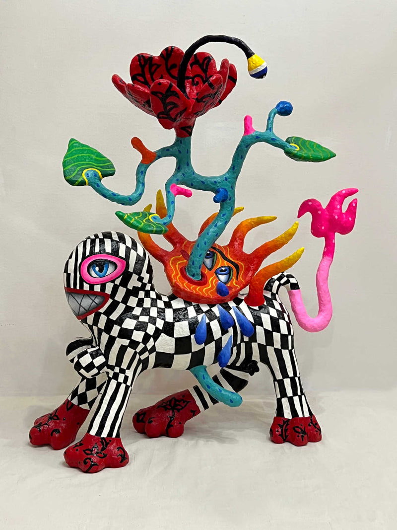 Colorful Folk Art Paper Mache Sculpture By Najva Erfani in Dubai