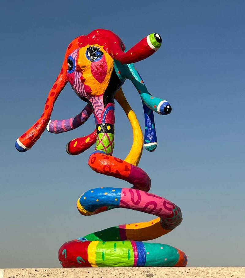 Colorful Folk Art Paper Mache Sculpture By Najva Erfani in Dubai