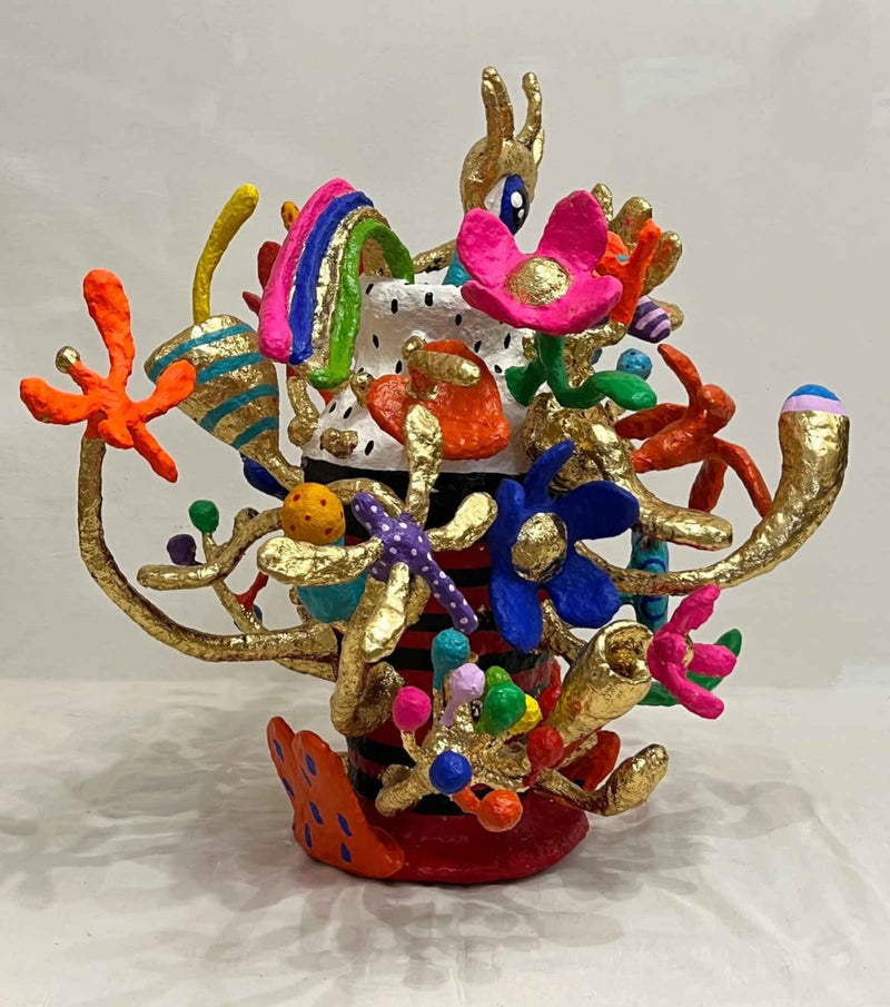 Colorful Folk Art Paper Mache Sculpture By Najva Erfani in Dubai