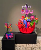 Colorful Folk Art Paper Mache Sculpture By Najva Erfani in Dubai