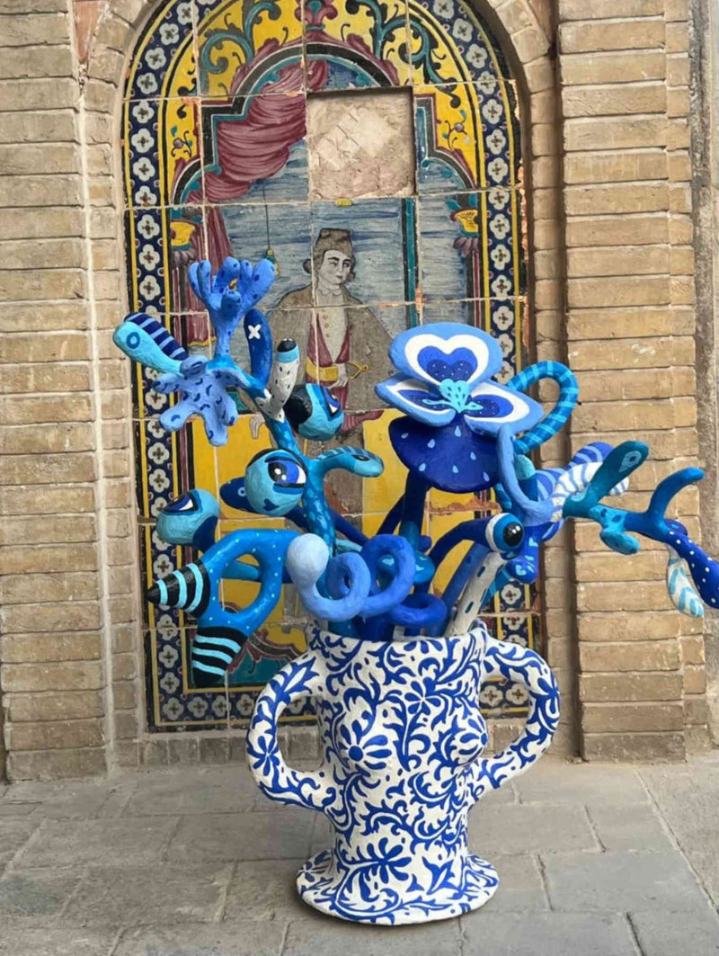 Colorful Folk Art Paper Mache Sculpture By Najva Erfani in Dubai