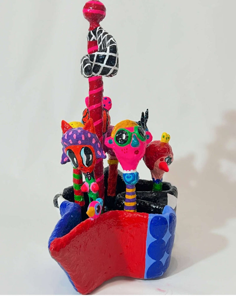 Colorful Folk Art Paper Mache Sculpture By Najva Erfani in Dubai