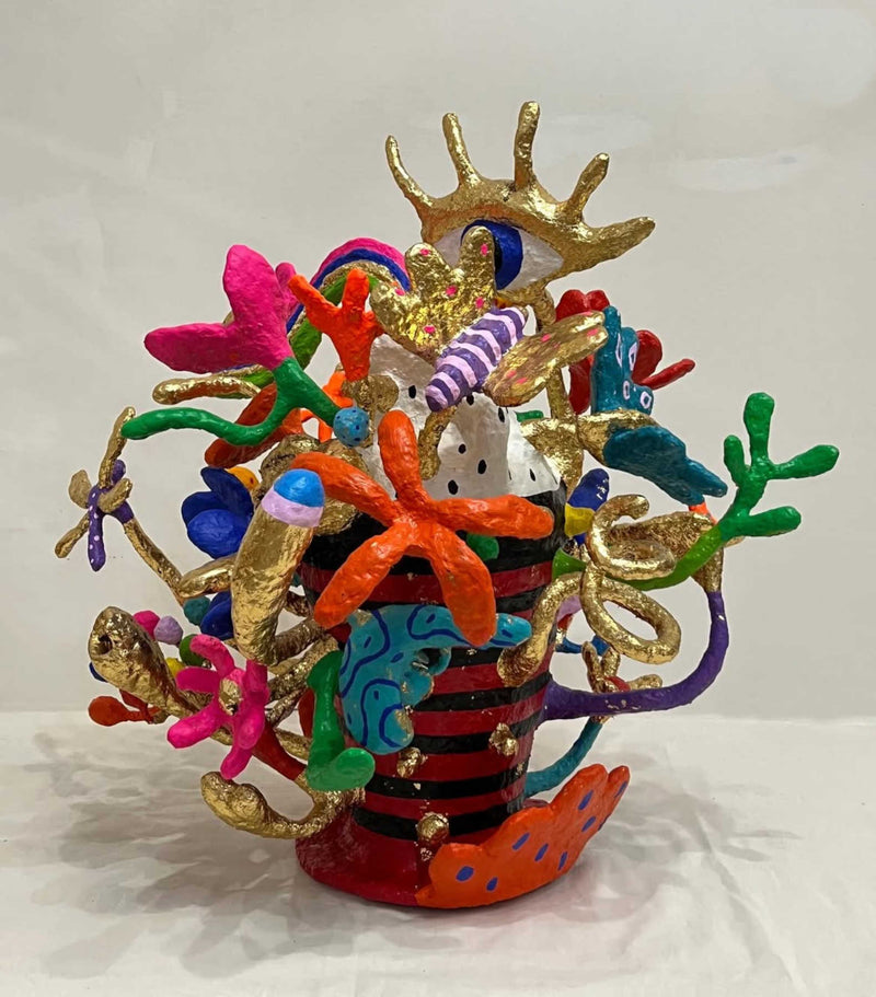 Colorful Folk Art Paper Mache Sculpture By Najva Erfani in Dubai